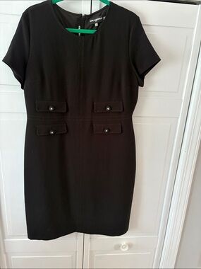 Karl Lagerfeld Black Short Sleeve Sheath Dress-size 14